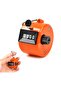 Manual counter - Four-digit mechanical counter - Battery-free - People counter - Plastic casing with ring - Orange
