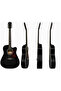Black Phoenix 41-Inch Premium Black Acoustic Guitar | Full Size Cutaway Steel String Folk Guitar with Red Marble Pickguard - 3