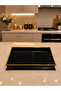 Moon Black Gold Detailed Decorative Black Glitter Luxury Presentation and Serving Tray 41X29 cm