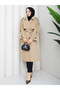Women's Oversize Buttoned Hijab Trench Coat Rc3111 - 5