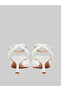 White Polka Dot Mesh Mid Heel Sandals - 4