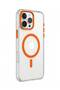 Transparent protective with colored frame compatible with iPhone 16 Pro With MagSafe - Orange - 3