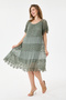 Khaki Italian Sequin Embroidered Lace Lined Silk Dress 38 - 44 Sizes - 2