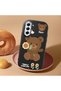 Samsung Galaxy S21 Fe Compatible Case Camera Protector Black Silicone Couple Phone Case Bear Pattern - 2