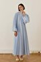 Monroe Nervür Stitched Long Dress Blue - 3