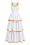 White and Yellow Layered Dress - 1070