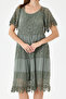 Khaki Italian Sequin Embroidered Lace Lined Silk Dress 38 - 44 Sizes - 6