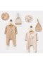 Baby 100% Cotton 2-Piece Hat and Romper Set 0-3/3-6 Months Newborn Hospital Release Bodysuit Set - 4