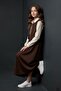 Brown Girl's Zero Sleeve Vest Shirt Collar Dress Set 24752 - 5