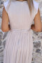 Stone Double Breasted Collar Pleated Evening Dress - 5
