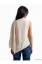 Ecru Boat Neck Textured Asymmetrical Cut Blouse - 4