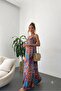Women's Blue Colorful Bohemian Patterned Satin Stylish Summer Dress - 5