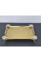 Figured, Metal-Handled, Stainless Steel Rectangular Tray Luxury Presentation Tray Light Gold-Silver - 2