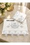 Guipure Hand Towel Velvet Embroidered Luxury Dowry Set 50X90 Hand and Face Towel 3 Pieces Gray-Brown-Lila - 4