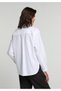 Boyfriend Fit Shirt Neck Plain Women's White Long Sleeve Shirt - 2