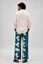Ethnic Patterned Wide Leg Men's Trousers Green - 4