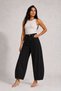 Women's Black High Waist Short Leg Baggy Jean Denim Pants - 2