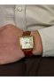 Vintage Dial Brown Square Men's Wristwatch Stainless Steel Case Leather Band Durable Colorfast Genuine Leather