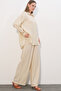 Women's Textured Shirt and Trousers Two-Piece Set 6710 - Ecru - 2