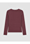 Burgundy Crew Neck Women's Ribbed Bodysuit - 6
