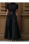 Women's High Waist Belted Double Fabric Palazzo Trousers - 4
