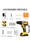 Cordless Drill Driver Kit: Yellow 21V 2X 7500mAh Lithium-Ion Batteries, 25 Position Clutch, 2-Speed Settings - Fast Charger, Ergonomic Anti-Slip Handle, LED Light, All-In-One Accessories for Home DIY - 2