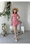 Women's Red Mini Dress with Plaid Pattern, Sleeveless, Tie Detail, Flared Cut - 4
