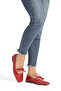 Women's Red Leather Lace-Up Ballerinas - 5