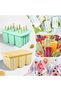 Ice cream mold with 12 holes, made of silicone for easy demolding, suitable for homemade popsicles and yogurt, blue. - 5