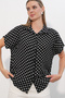 3711 Women's Polka Dot Half Sleeve Shirt - A.Black