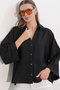 Women's Wide Sleeve Oversize Shirt 20401 - Black - 3