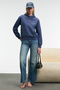 Melurea women's embroidered Hooded comfort fit dark blue sweatshirt - 2