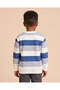 Boys Blue Jacquard Striped Long Sleeve T-Shirt - 4