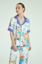 Short Sleeve 4-Piece Satin Pajama Set - Côte D’Azur Muse - 2