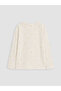 Ecru Butterfly Patterned Girls' T-Shirt - 3