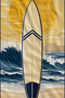 Retro Yellow Surfboard Ocean Wave Pattern 70X150 Beach Towel - Digital Printed Bath Towel - 3