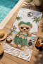Tropical Green Bowknot Cute Teddy Bear Patterned 70X150 Beach Towel - Cotton Bath Towel - 2