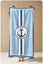 Sailor Blue Striped Anchor Emblem Classic Patterned 70X150 Beach Towel - Cotton Bath Towel - 4