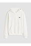 Ecru Kangaroo Pocket Embroidered Men's Thick Hoodie - 5