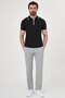 Plain Slim Fit Zippered Polo Collar Short Sleeve Men's T-Shirt Black - 36893.26Y - 3