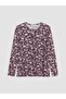 Plum Crew Neck Floral Blouse (W6)