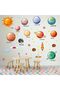 4Pcs Universe Cartoon Wall Stickers, Rocket Cosmonaut Space Planet Wall Decals Decor Home,