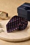 Black Red Motif Pattern Italian Silk Pleated Tie Est224 - 2