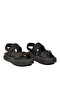 Black Genuine Leather Velcro Adjustable Strap Thick Sole Women's Sandals B640 Z - 3