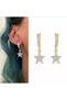 Women's Gold Color Zircon Stone Star Pendant Earrings – Stylish and Elegant Design - 2