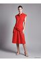 Ozmarka New Season Red Scarf Detailed 100% Cotton Shirt Dress