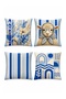 Blue Floral Lamb Patterned 4-Piece Throw Pillow Cover Set - 3