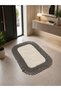 Rectangular Knitted Patterned Plush Detailed 2-Piece Wicker Gray Decorative Doormat 60X100 / 50X60 Gray - 3