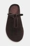 Arem Brown Inner-Outer Leather Suede Bow Detail Flat Sole Women's Slippers - 6