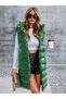 Women's Pistachio Green Hooded Faux Leather Long Vest